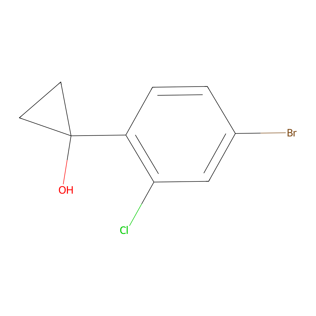 1-(4-Bromo-2-chlorophenyl)cyclopropan-1-ol molecular structure, CAS 1247721-19-2