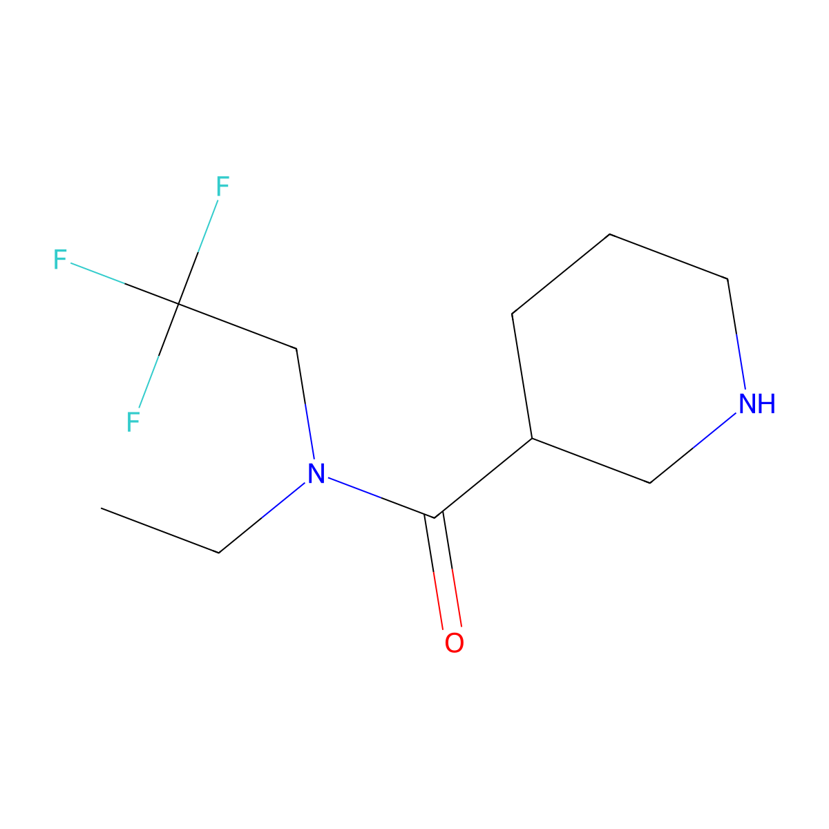 N-ethyl-N-(2,2,2-trifluoroethyl)piperidine-3-carboxamide molecular structure, CAS 1247724-37-3