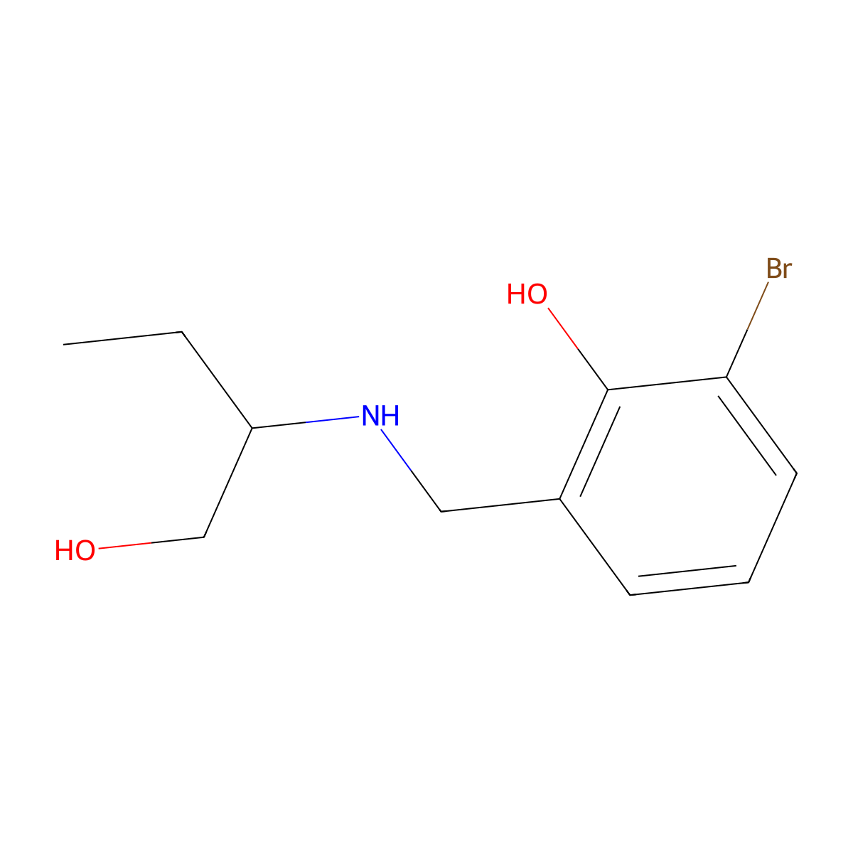 2-Bromo-6-{[(1-hydroxybutan-2-yl)amino]methyl}phenol molecular structure, CAS 1247725-84-3