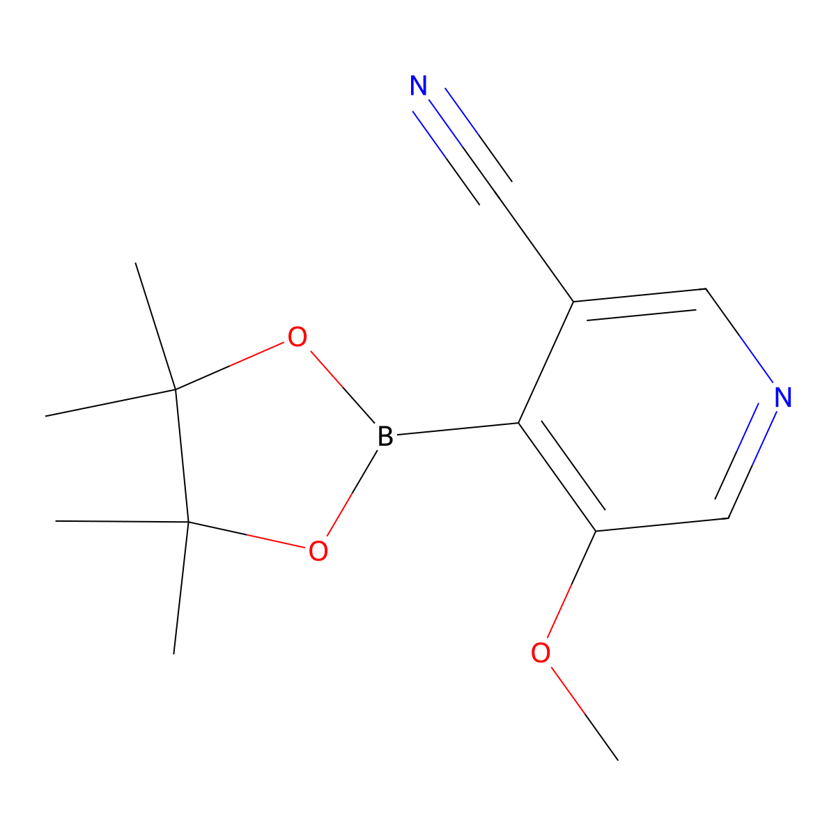 5-Methoxy-4-(4,4,5,5-tetramethyl-1,3,2-dioxaborolan-2-yl)pyridine-3-carbonitrile molecular structure, CAS 1247726-68-6