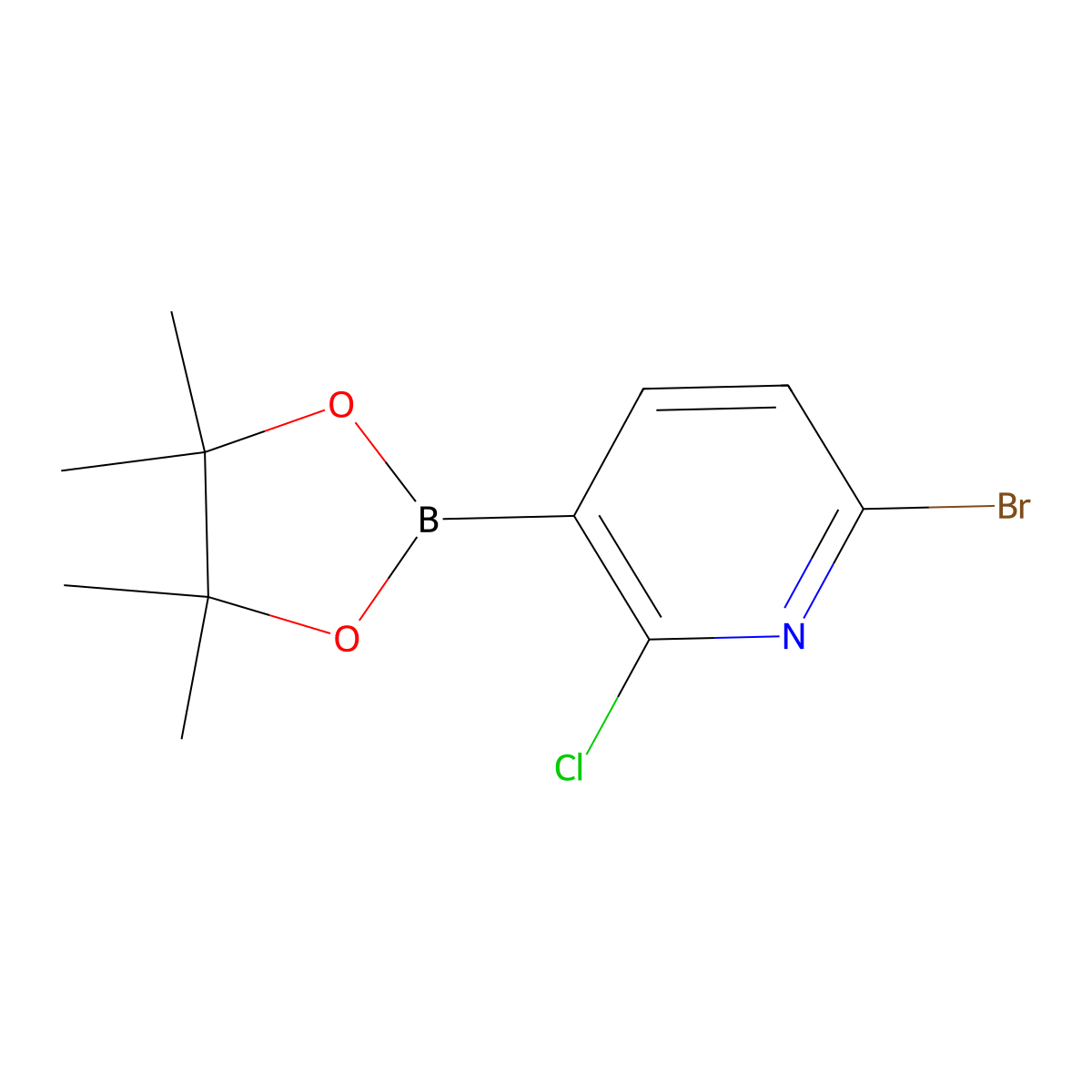 6-Bromo-2-chloro-3-(4,4,5,5-tetramethyl-1,3,2-dioxaborolan-2-yl)pyridine molecular structure, CAS 1247726-85-7