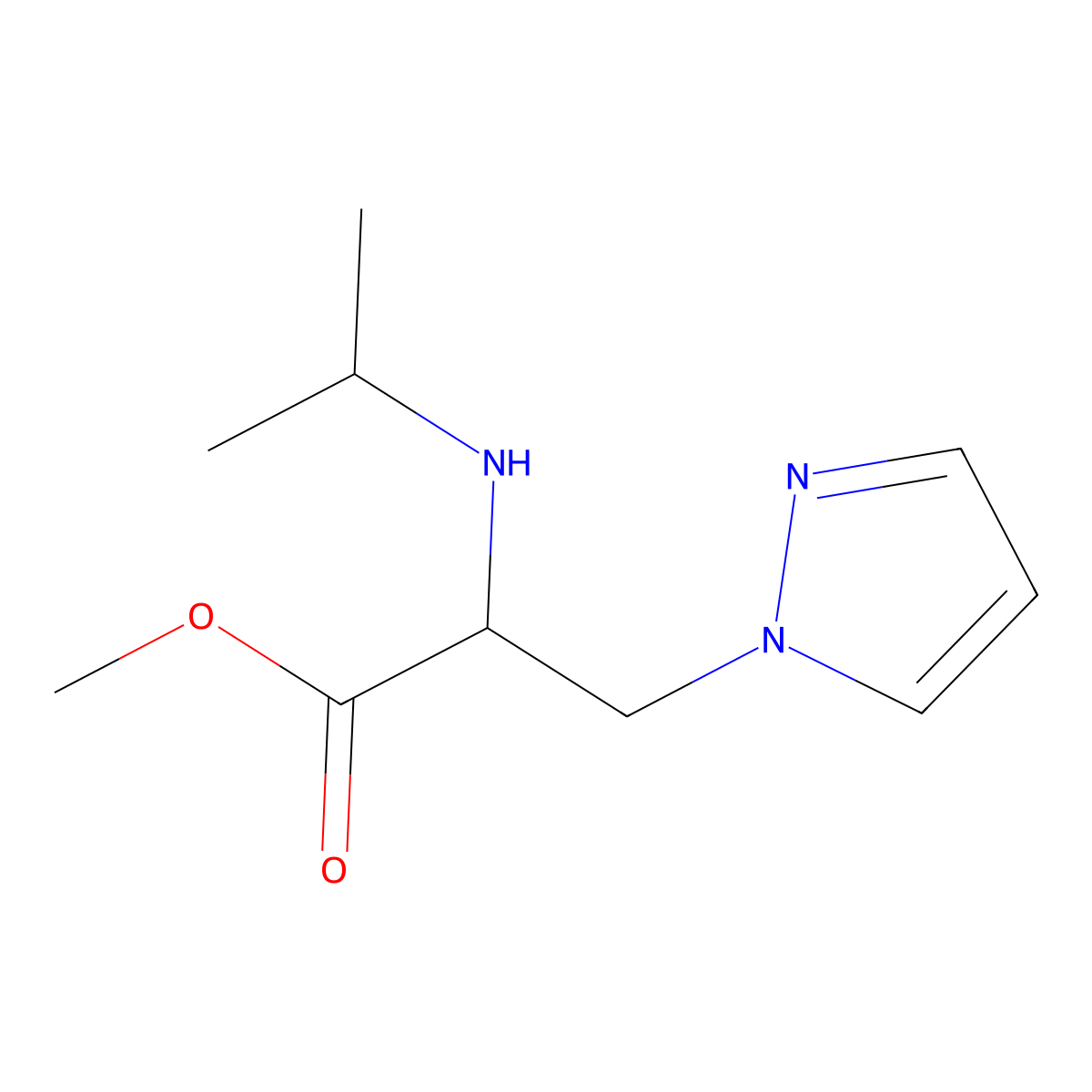 Methyl 2-(isopropylamino)-3-(1h-pyrazol-1-yl)propanoate molecular structure, CAS 1247728-58-0