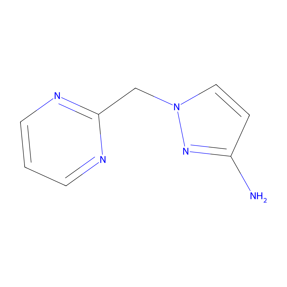 1-(pyrimidin-2-ylmethyl)-1H-pyrazol-3-amine molecular structure, CAS 1247729-63-0