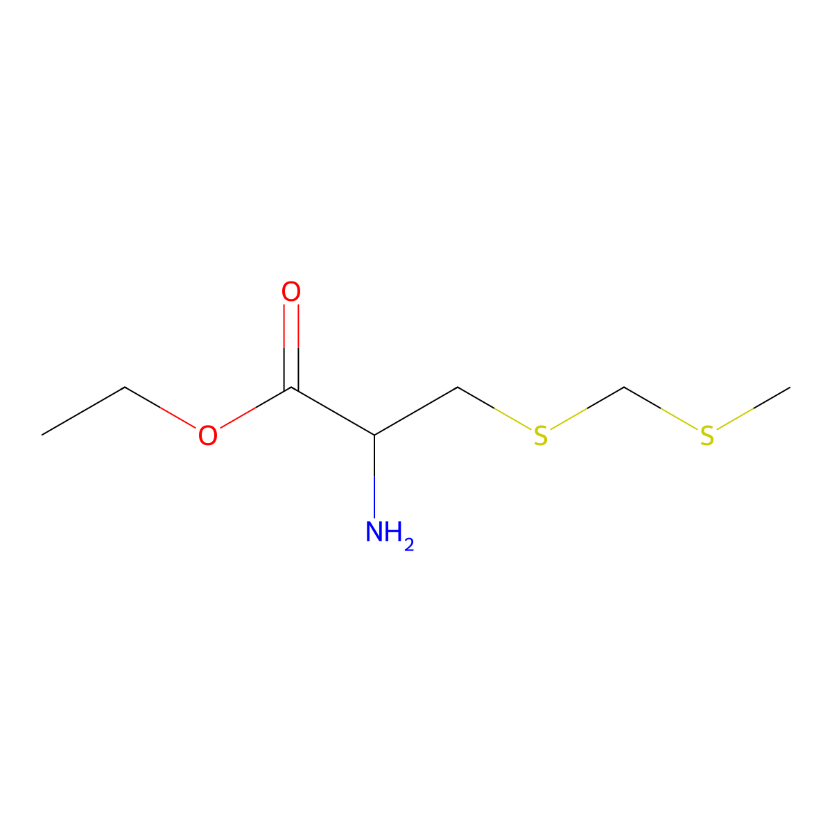 ethyl (2R)-2-amino-3-{[(methylsulfanyl)methyl]sulfanyl}propanoate molecular structure, CAS 124773-59-7