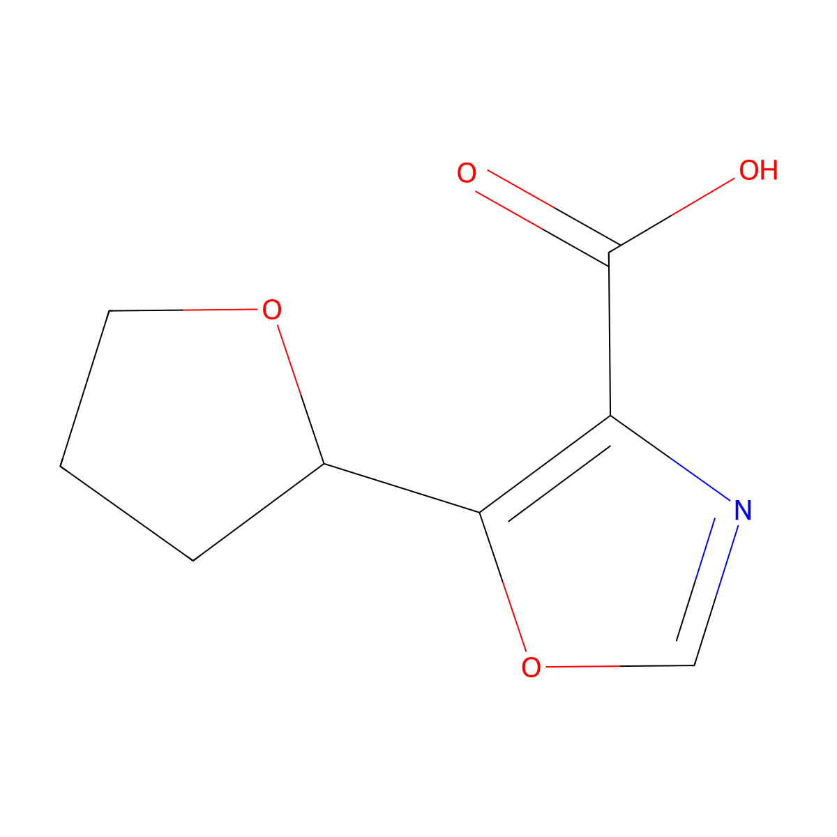 5-(Oxolan-2-yl)-1,3-oxazole-4-carboxylic acid molecular structure, CAS 1247732-24-6