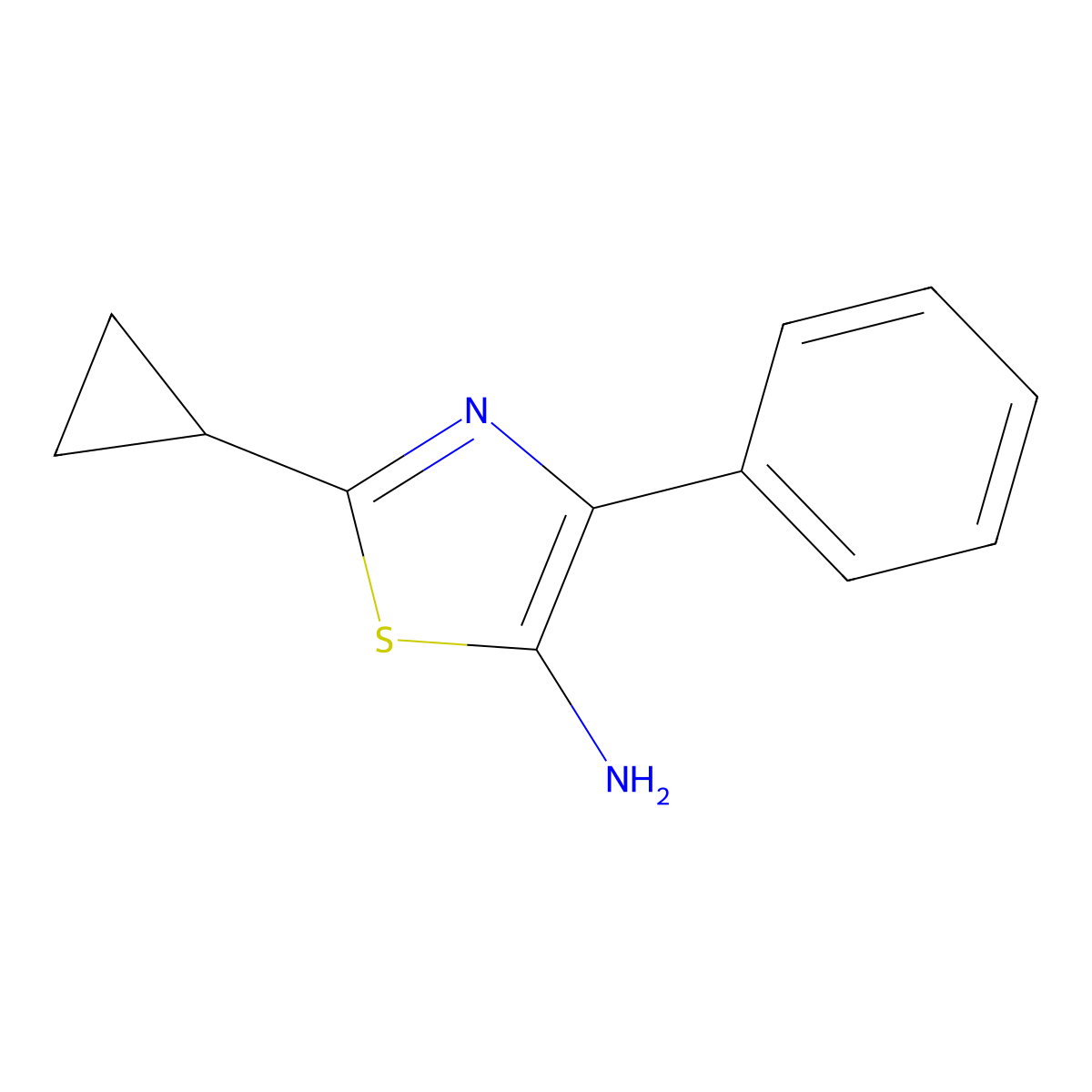 2-Cyclopropyl-4-phenyl-1,3-thiazol-5-amine molecular structure, CAS 1247733-88-5