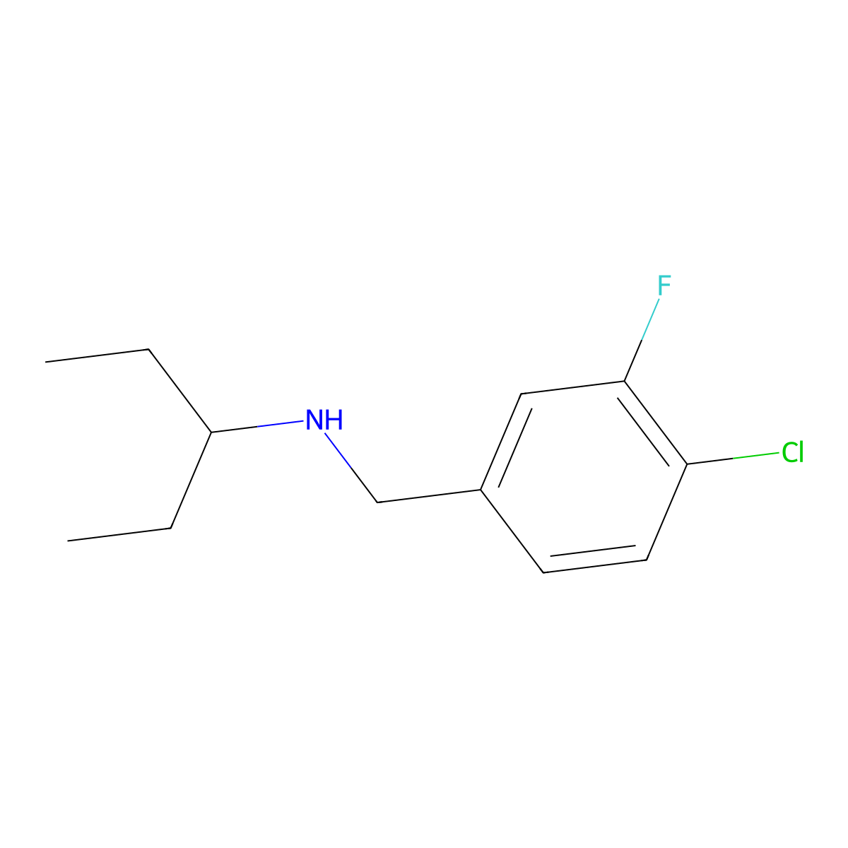 [(4-Chloro-3-fluorophenyl)methyl](pentan-3-yl)amine molecular structure, CAS 1247736-72-6