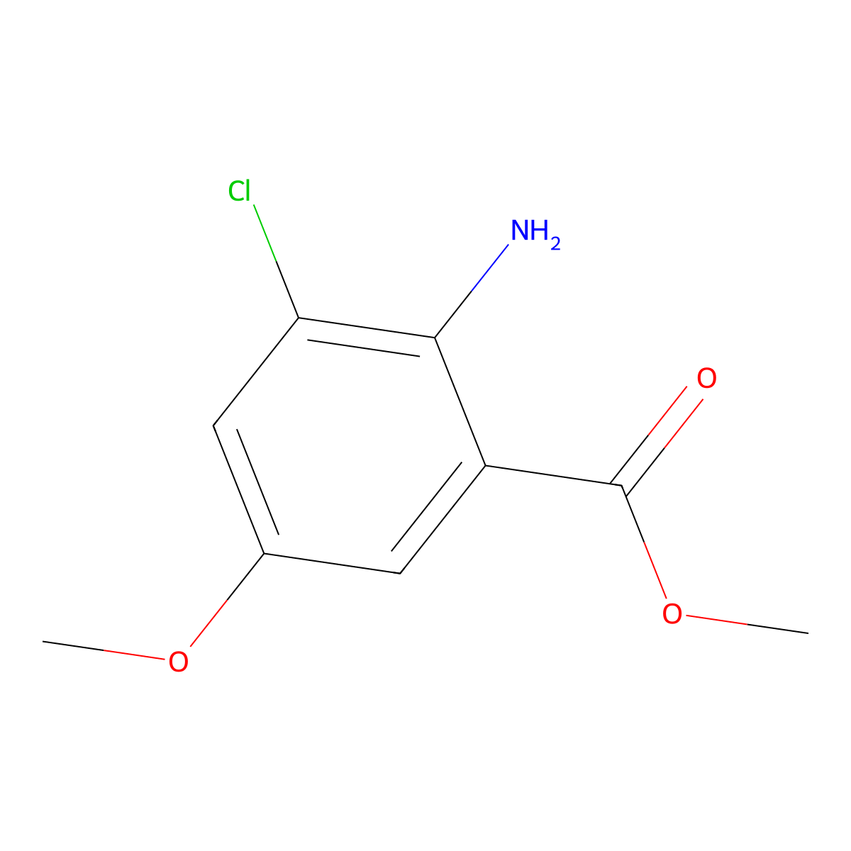 Methyl 2-amino-3-chloro-5-methoxybenzoate molecular structure, CAS 1247737-26-3