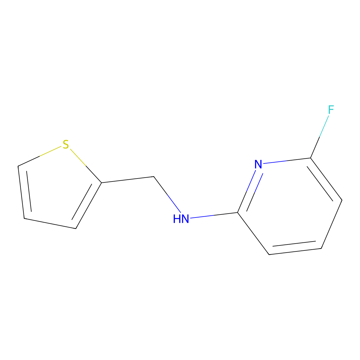 6-fluoro-N-(thiophen-2-ylmethyl)pyridin-2-amine molecular structure, CAS 1247738-89-1