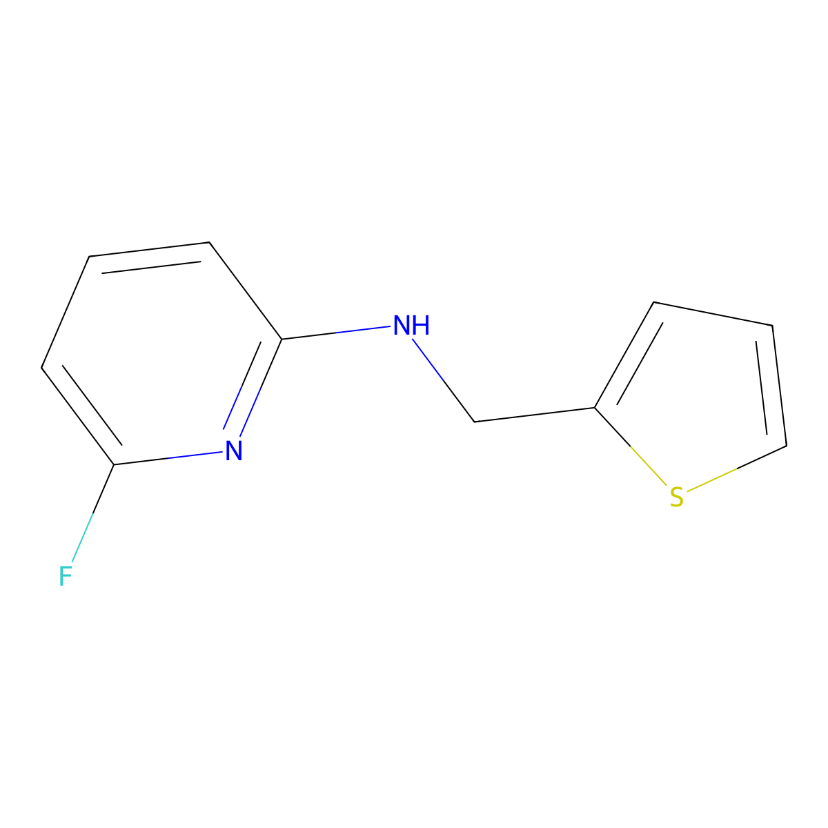 6-fluoro-N-(thiophen-2-ylmethyl)pyridin-2-amine molecular structure, CAS 1247738-89-1