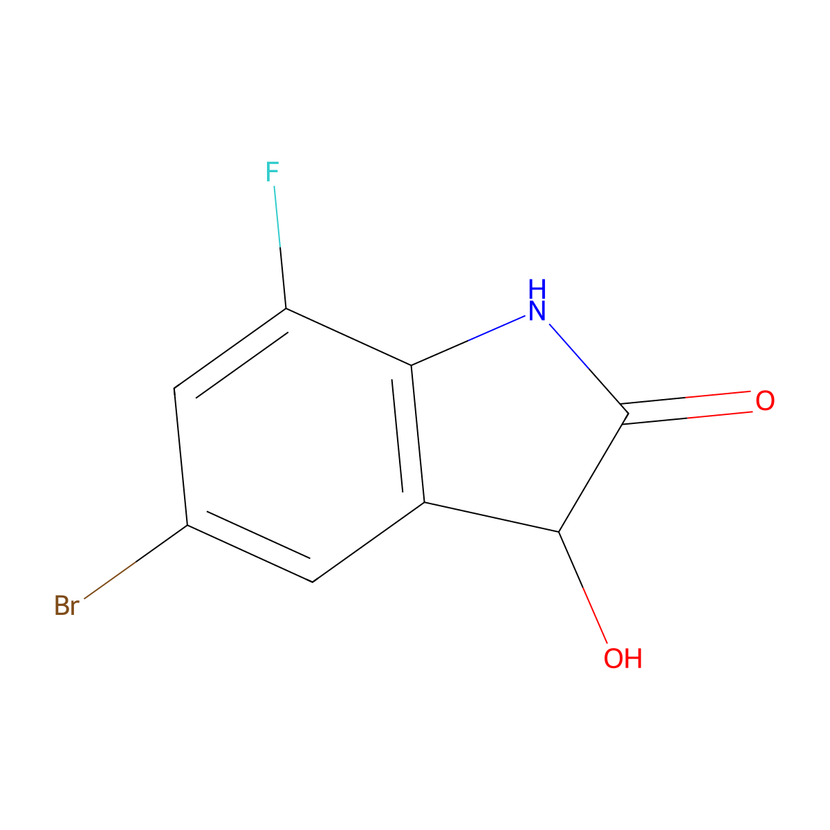 5-Bromo-7-fluoro-3-hydroxy-2,3-dihydro-1H-indol-2-one molecular structure, CAS 1247745-49-8