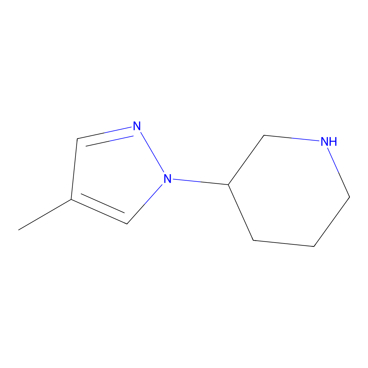 3-(4-methyl-1H-pyrazol-1-yl)piperidine molecular structure, CAS 1247747-56-3