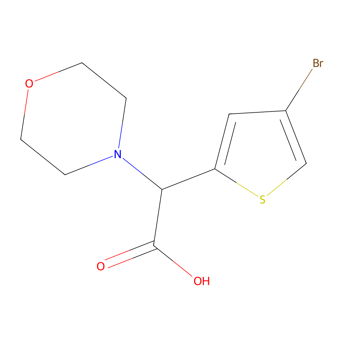 2-(4-Bromothiophen-2-yl)-2-morpholinoacetic acid molecular structure, CAS 1247749-20-7