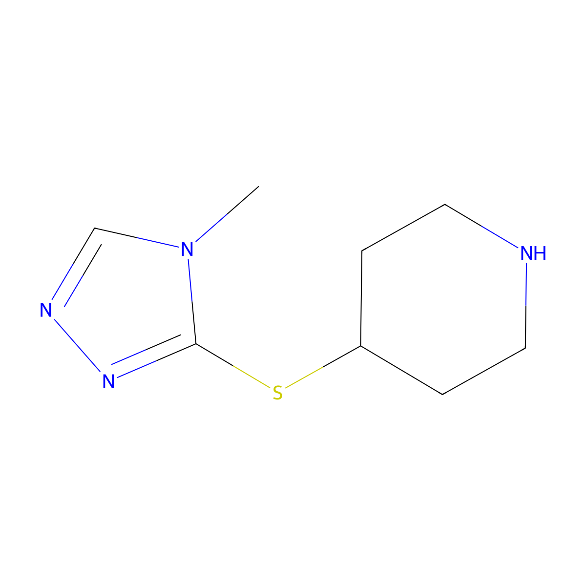 4-[(4-methyl-4H-1,2,4-triazol-3-yl)sulfanyl]piperidine molecular structure, CAS 1247750-89-5