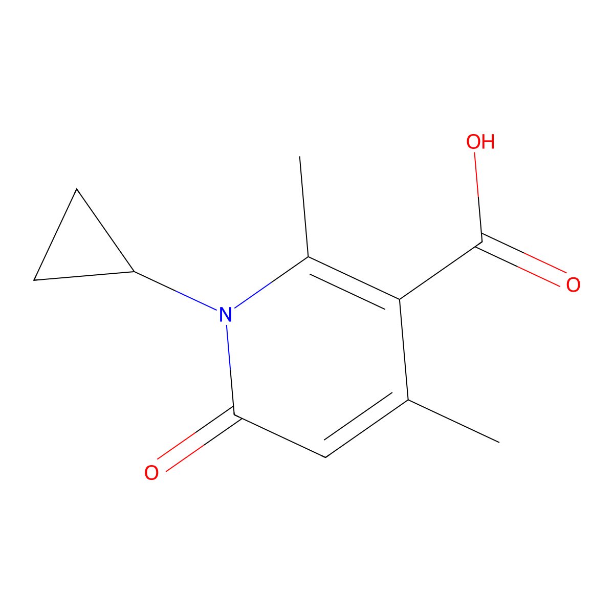 1-Cyclopropyl-2,4-dimethyl-6-oxo-1,6-dihydropyridine-3-carboxylic acid molecular structure, CAS 1247750-97-5