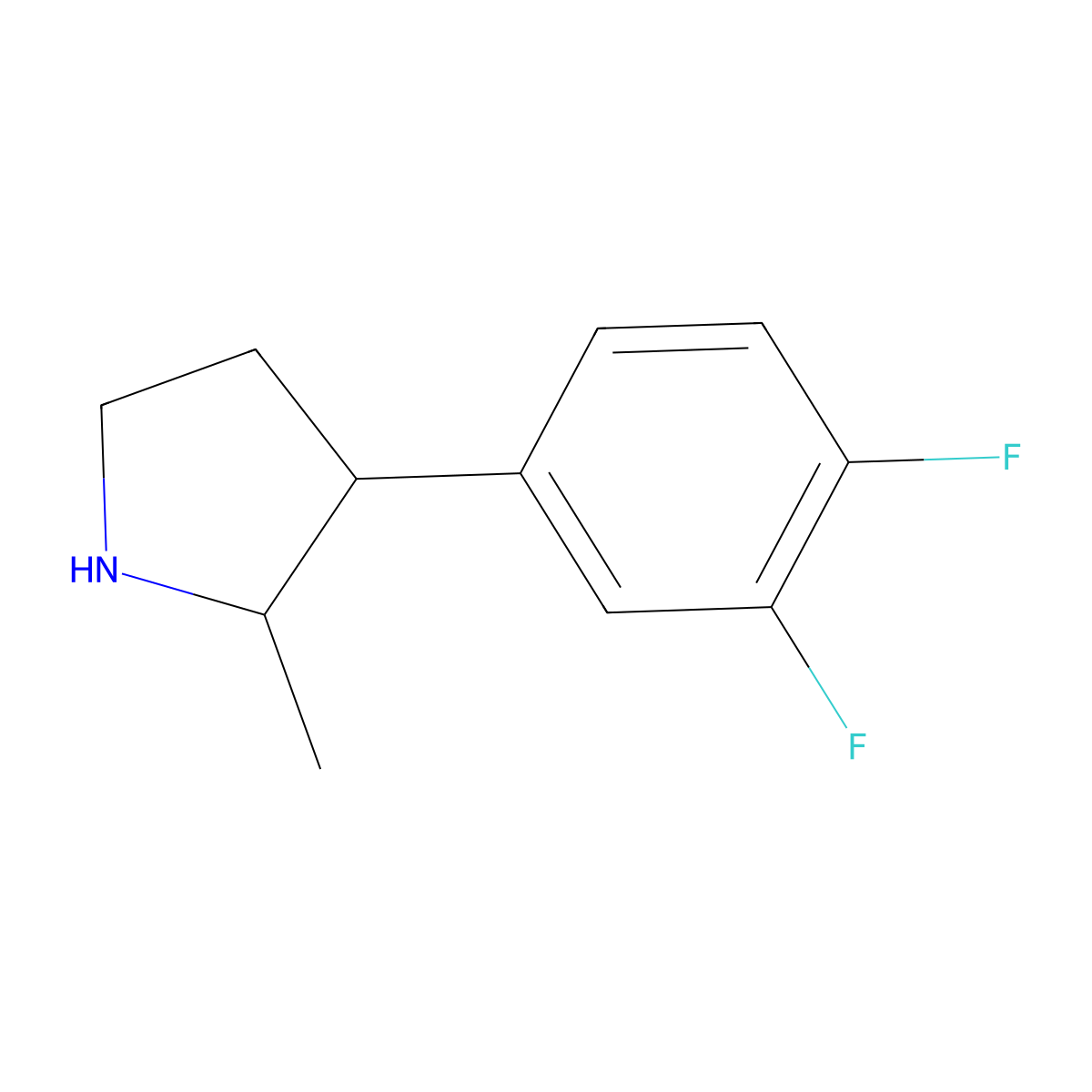 3-(3,4-Difluorophenyl)-2-methylpyrrolidine molecular structure, CAS 1247753-39-4