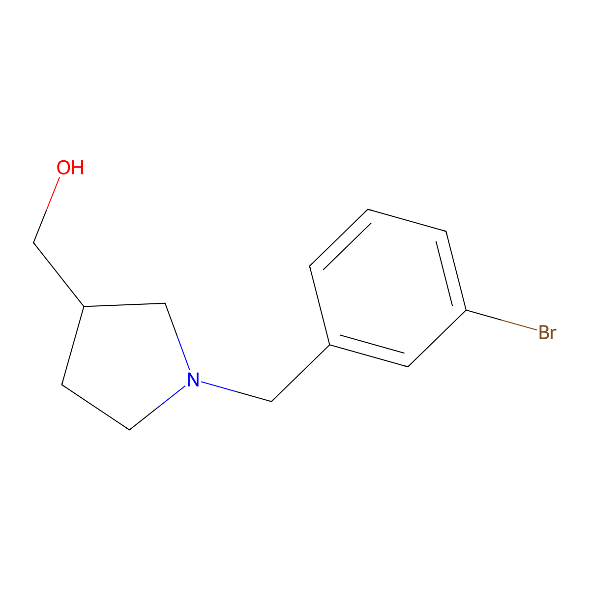{1-[(3-Bromophenyl)methyl]pyrrolidin-3-yl}methanol molecular structure, CAS 1247754-48-8