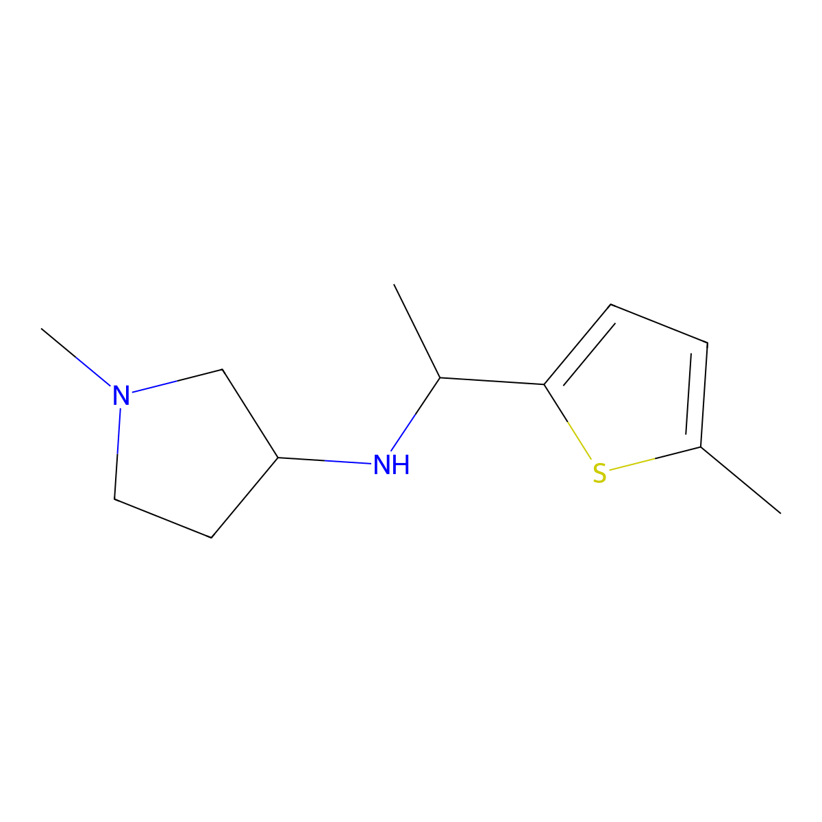 1-methyl-N-[1-(5-methylthiophen-2-yl)ethyl]pyrrolidin-3-amine molecular structure, CAS 1247756-11-1