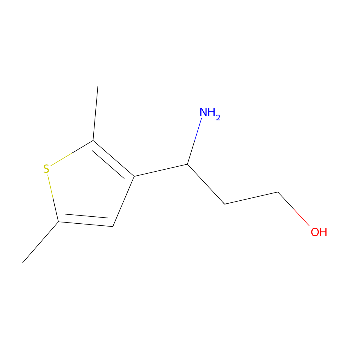 3-Amino-3-(2,5-dimethylthiophen-3-yl)propan-1-ol molecular structure, CAS 1247756-31-5