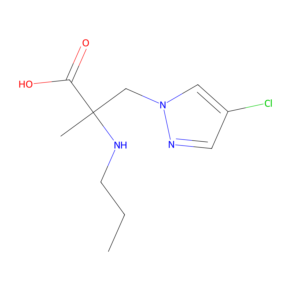 3-(4-Chloro-1h-pyrazol-1-yl)-2-methyl-2-(propylamino)propanoic acid molecular structure, CAS 1247759-46-1