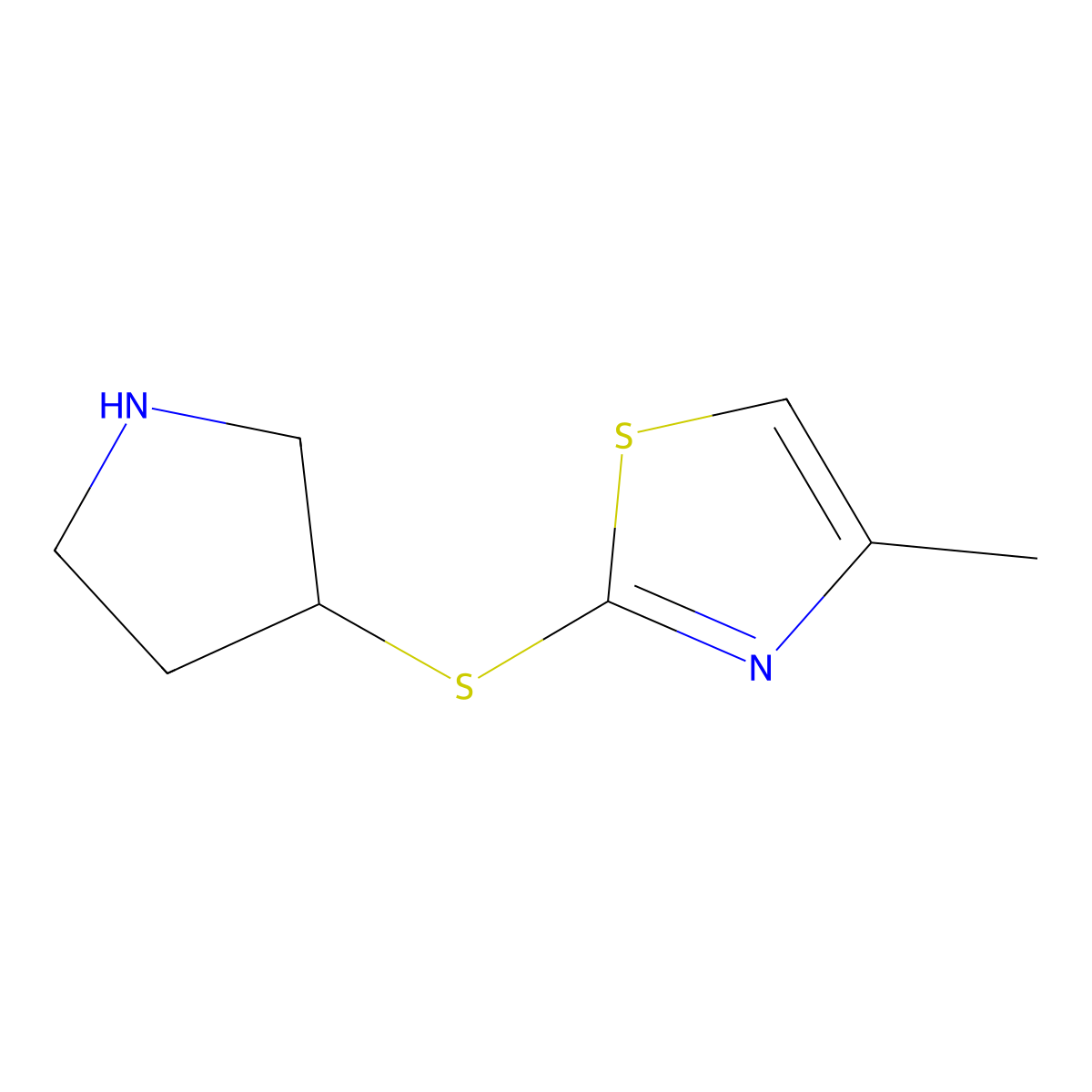 4-Methyl-2-(pyrrolidin-3-ylsulfanyl)-1,3-thiazole molecular structure, CAS 1247759-63-2