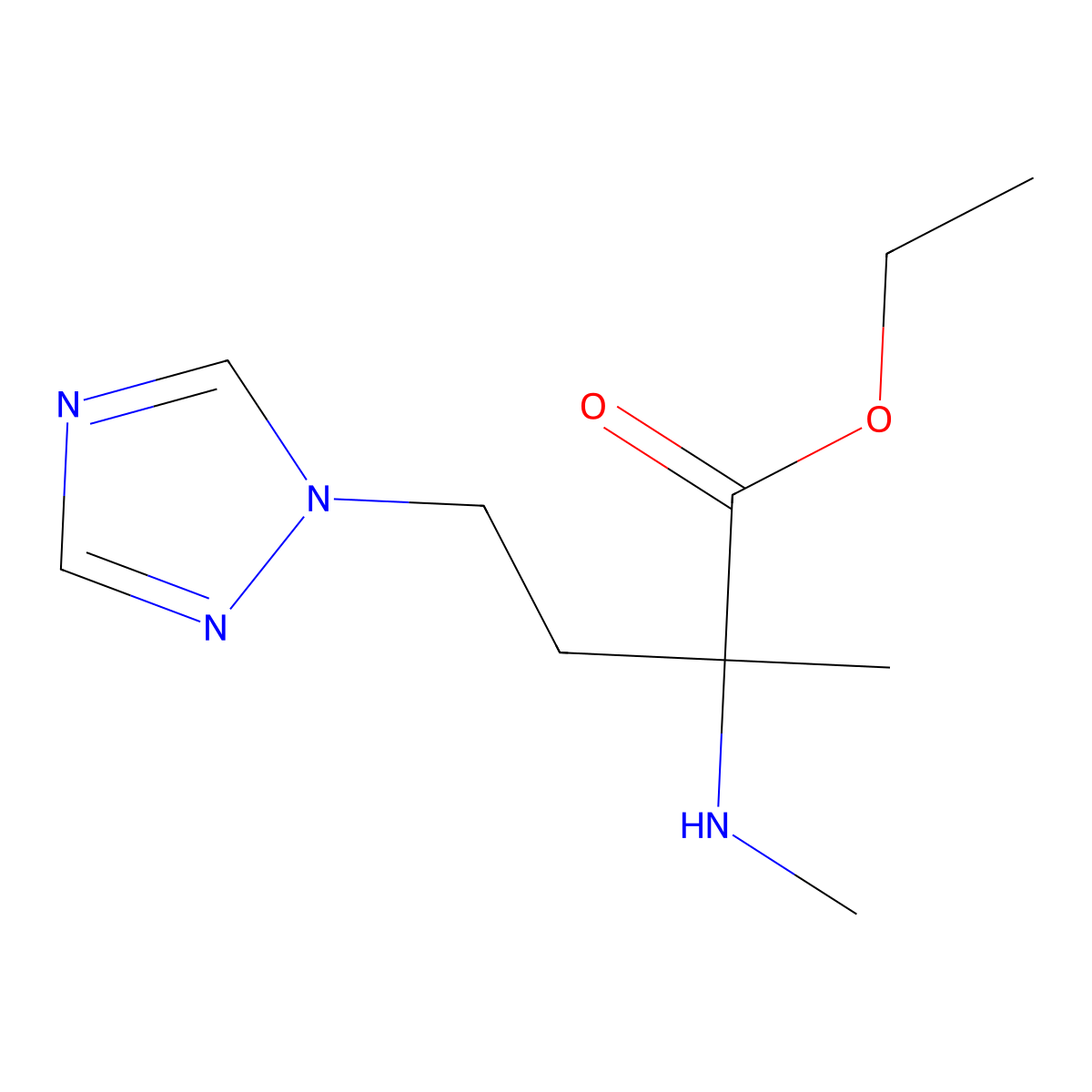 Ethyl 2-methyl-2-(methylamino)-4-(1h-1,2,4-triazol-1-yl)butanoate molecular structure, CAS 1247760-12-8