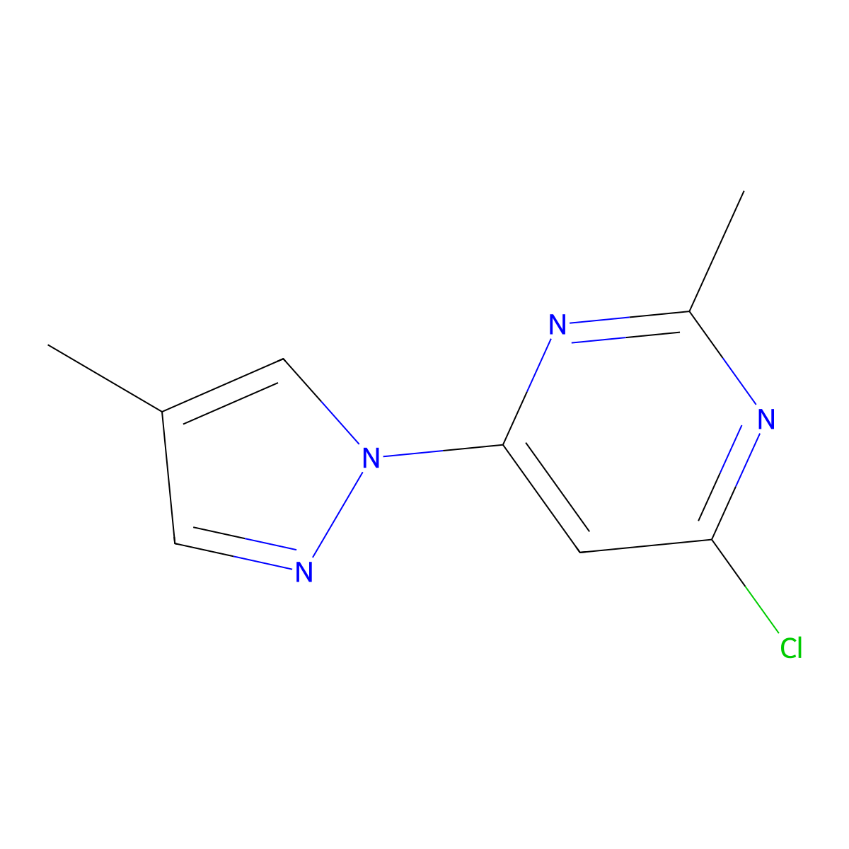 4-chloro-2-methyl-6-(1H-4-methylpyrozol-1-yl)pyrimidine molecular structure, CAS 1247761-02-9