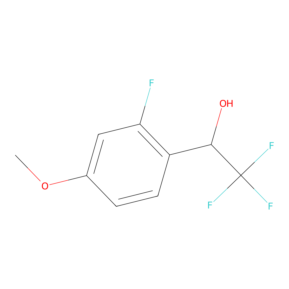 2,2,2-Trifluoro-1-(2-fluoro-4-methoxyphenyl)ethan-1-ol molecular structure, CAS 1247761-10-9