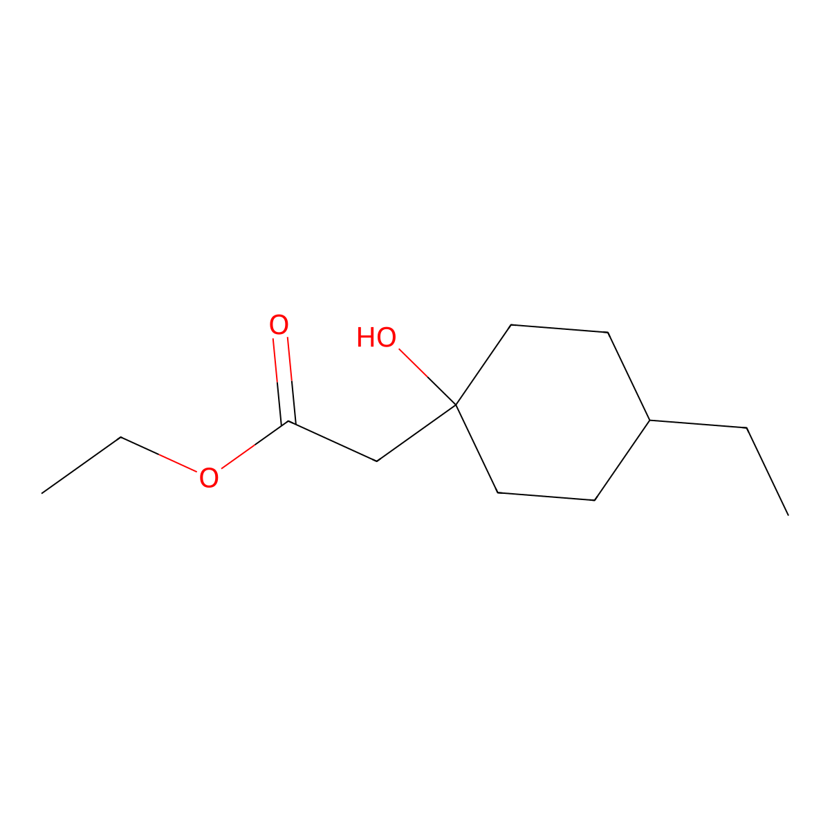 Ethyl 2-(4-ethyl-1-hydroxycyclohexyl)acetate molecular structure, CAS 1247764-94-8