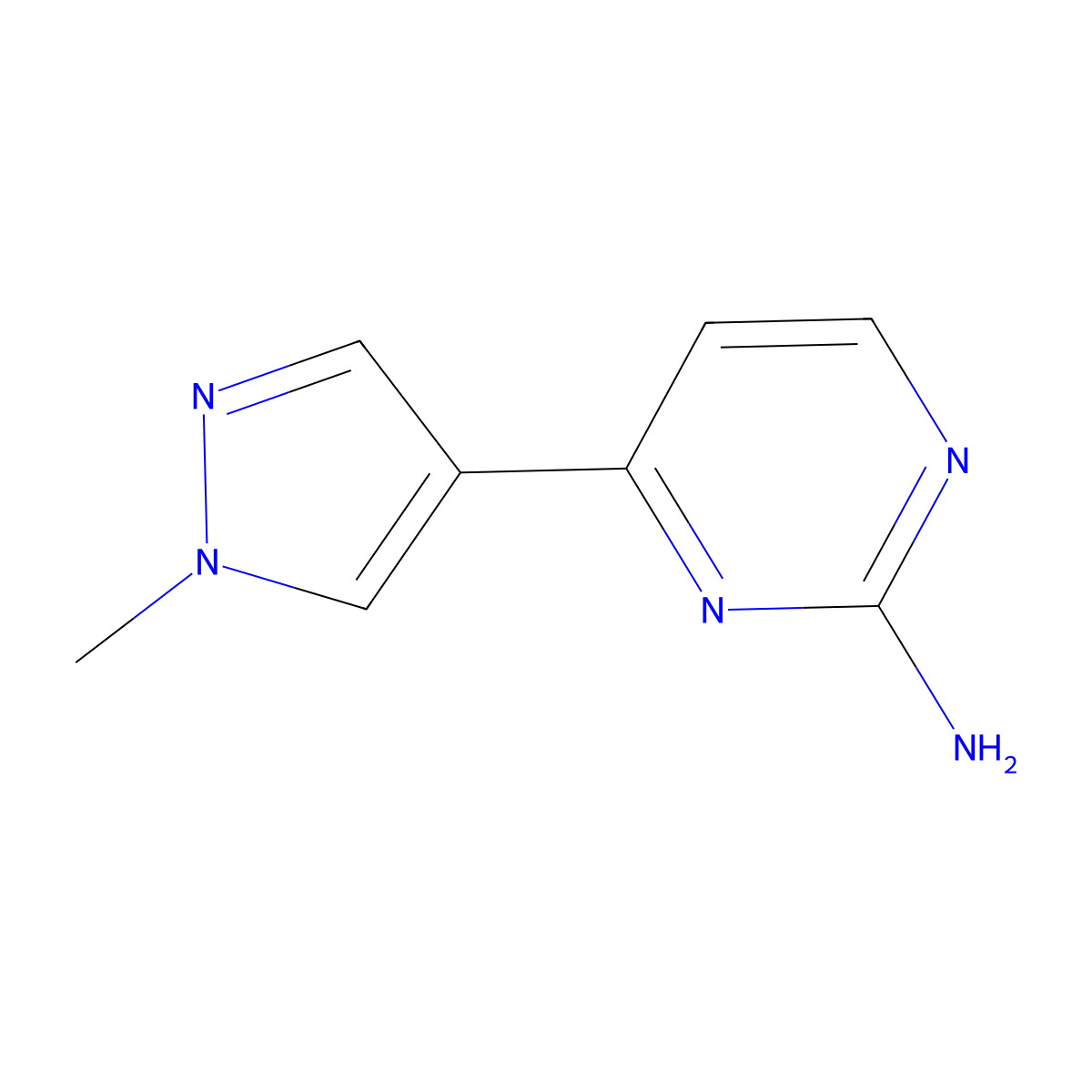 4-(1-methyl-1H-pyrazol-4-yl)pyrimidin-2-amine molecular structure, CAS 1247765-54-3