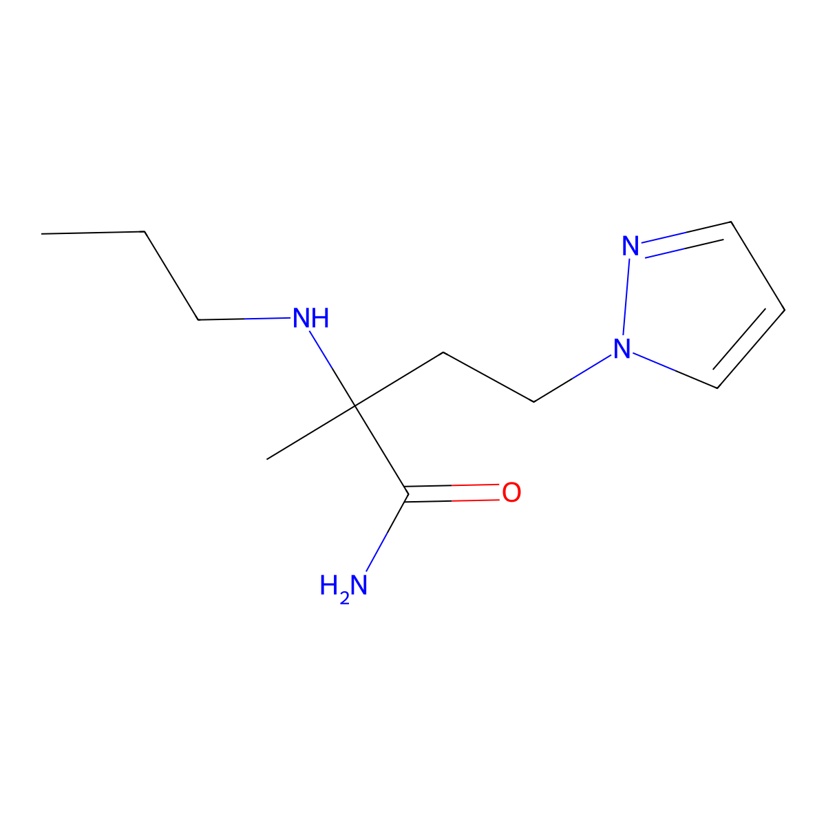2-Methyl-2-(propylamino)-4-(1h-pyrazol-1-yl)butanamide molecular structure, CAS 1247766-76-2