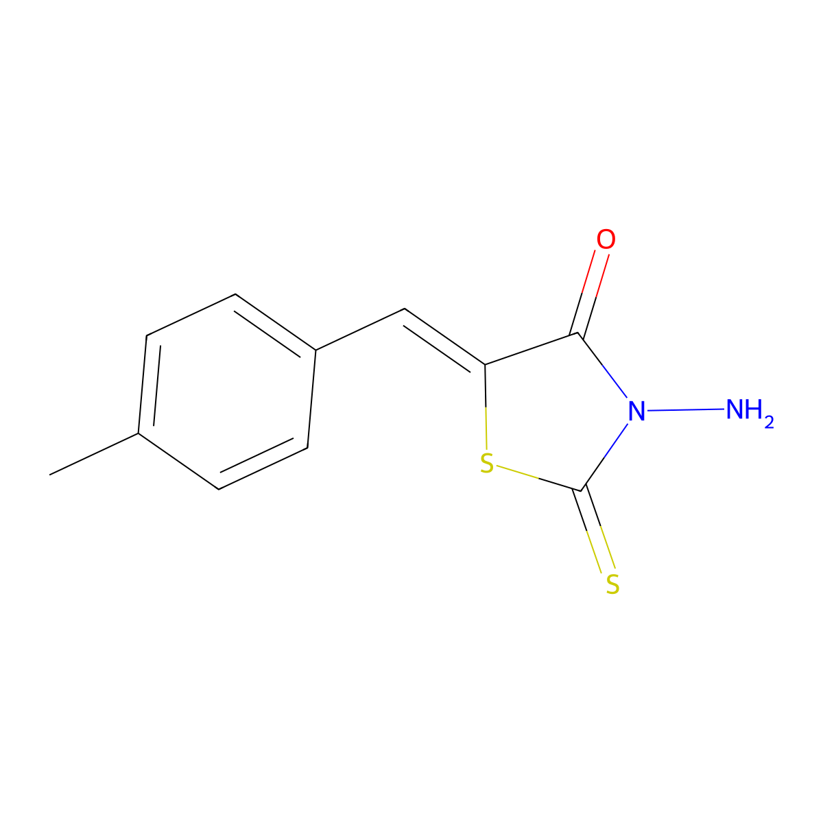 4-Thiazolidinone, 3-amino-5-[(4-methylphenyl)methylene]-2-thioxo- molecular structure, CAS 124777-71-5