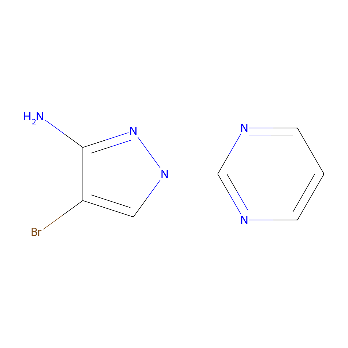 4-bromo-1-(pyrimidin-2-yl)-1H-pyrazol-3-amine molecular structure, CAS 1247771-25-0