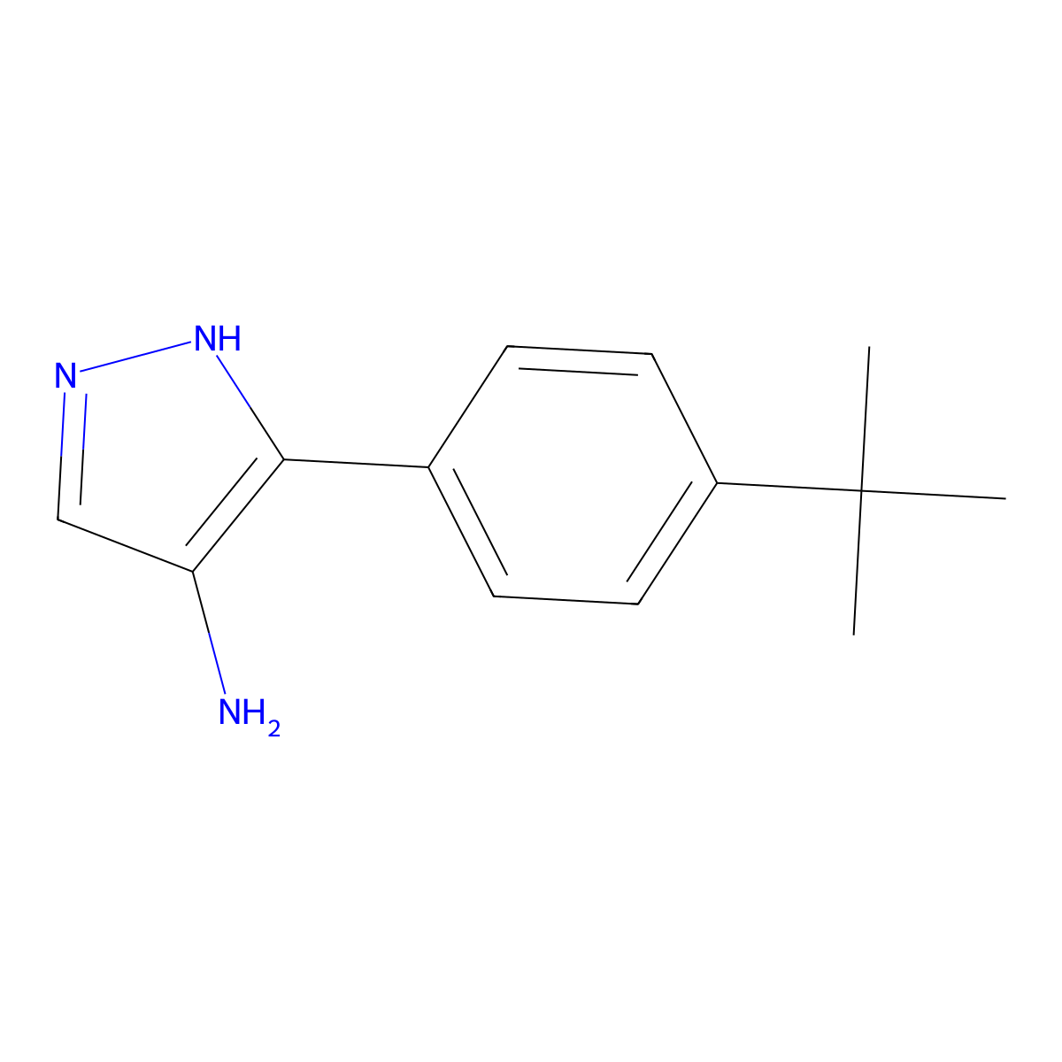 5-(4-tert-butylphenyl)-1H-pyrazol-4-amine molecular structure, CAS 1247773-31-4