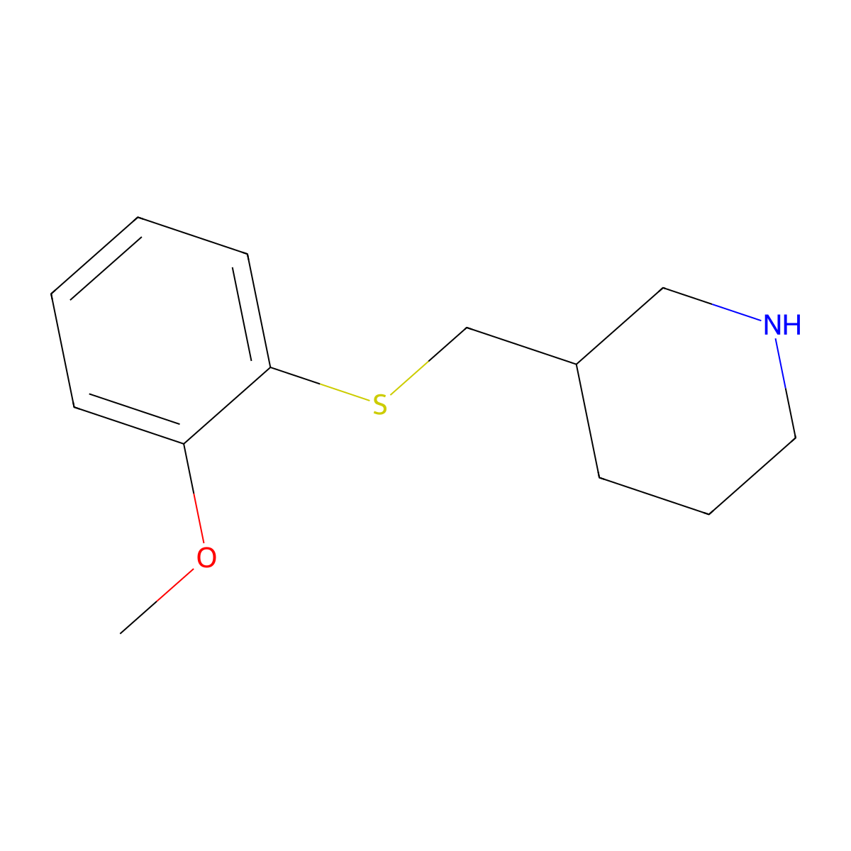 3-{[(2-Methoxyphenyl)sulfanyl]methyl}piperidine molecular structure, CAS 1247775-09-2