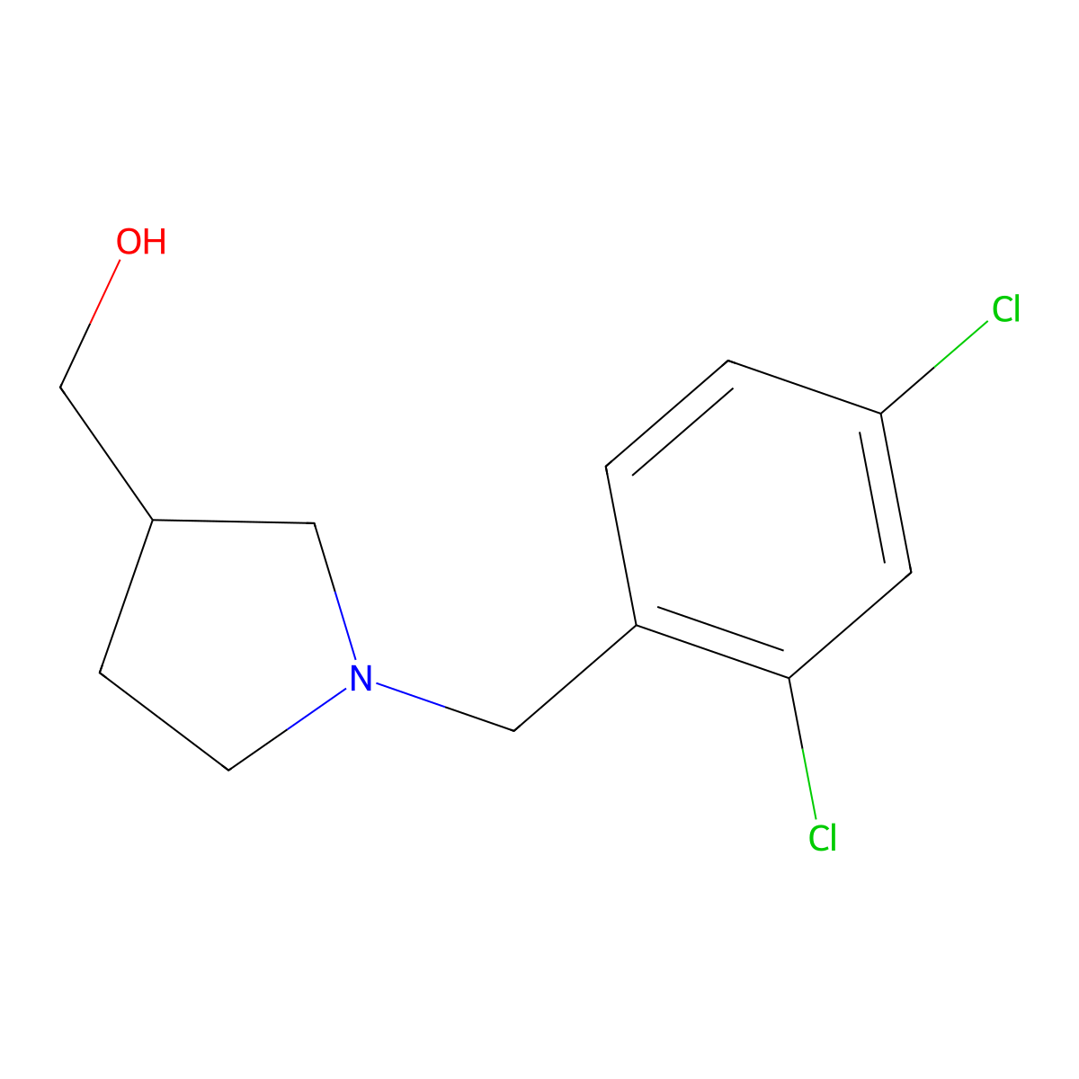 {1-[(2,4-Dichlorophenyl)methyl]pyrrolidin-3-yl}methanol molecular structure, CAS 1247775-63-8
