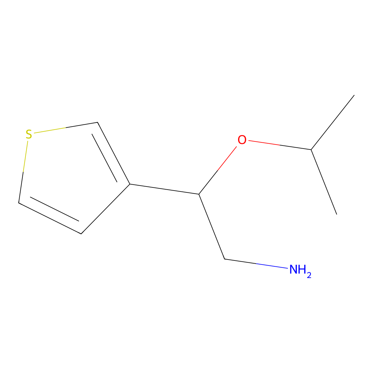 2-Isopropoxy-2-(thiophen-3-yl)ethan-1-amine molecular structure, CAS 1247775-80-9