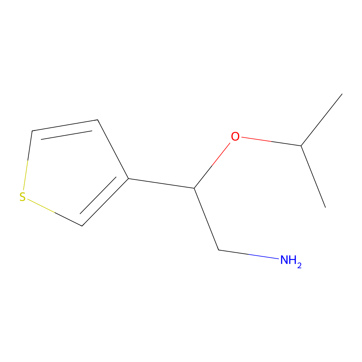 2-Isopropoxy-2-(thiophen-3-yl)ethan-1-amine molecular structure, CAS 1247775-80-9