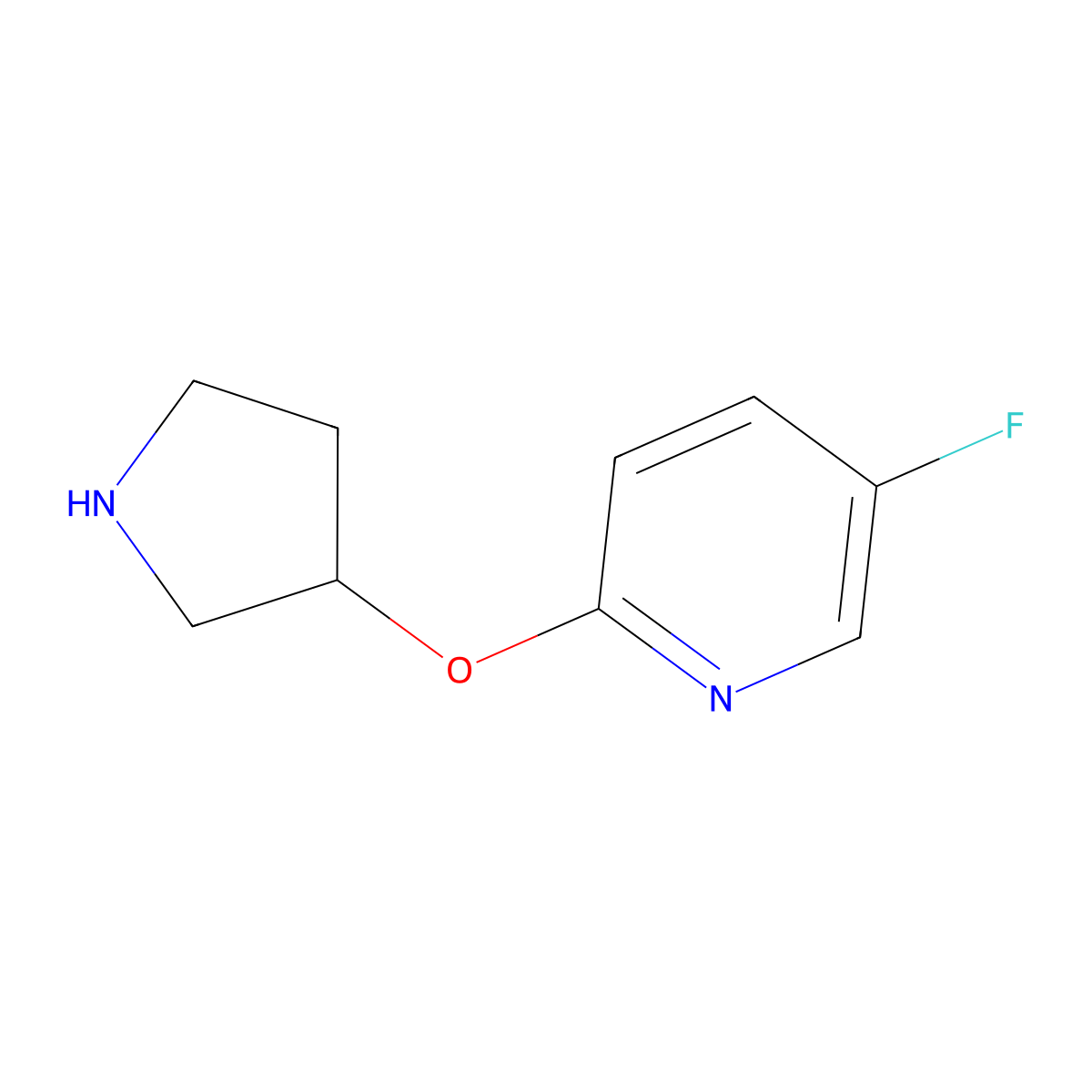 5-Fluoro-2-(pyrrolidin-3-yloxy)pyridine molecular structure, CAS 1247776-28-8