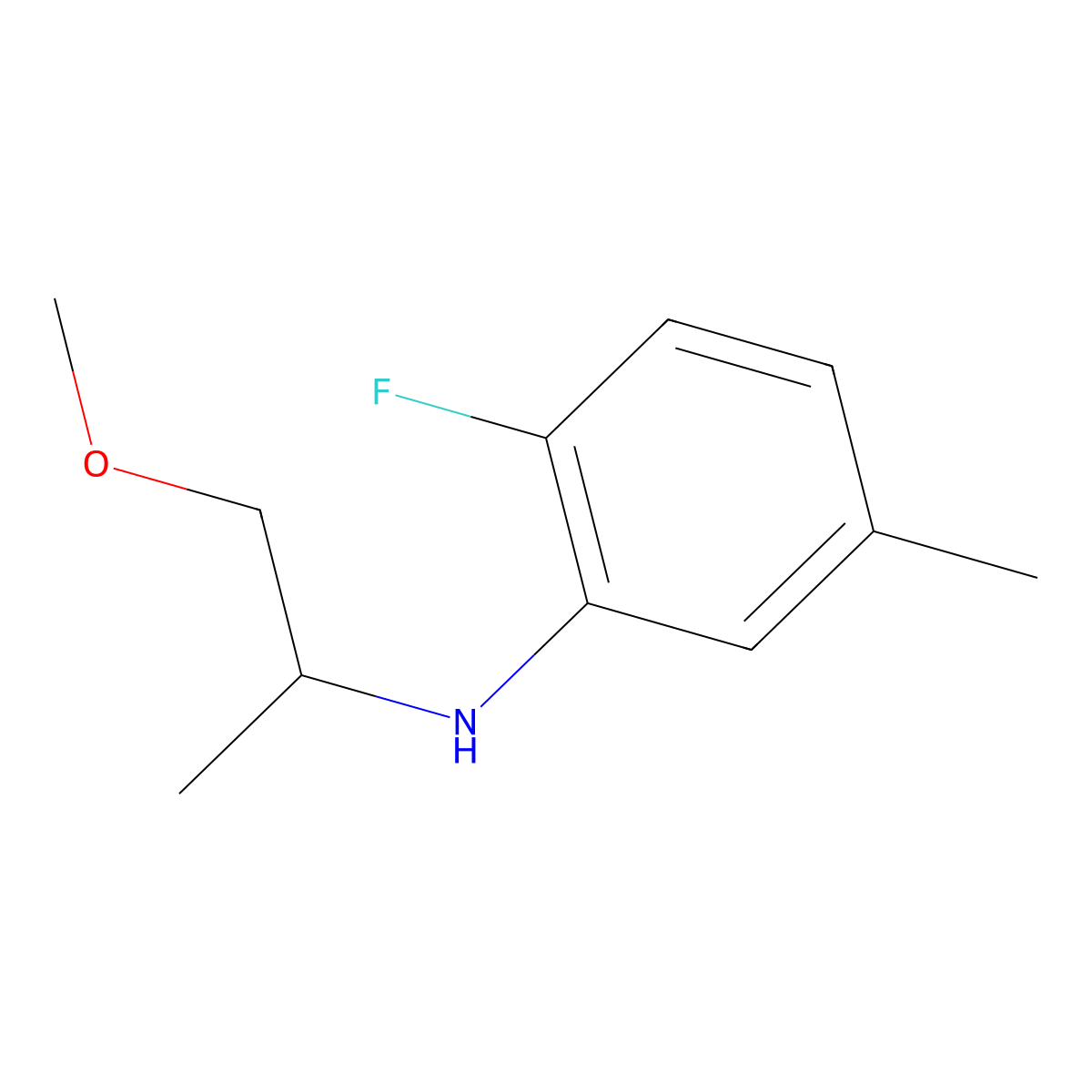 2-fluoro-N-(1-methoxypropan-2-yl)-5-methylaniline molecular structure, CAS 1247776-59-5