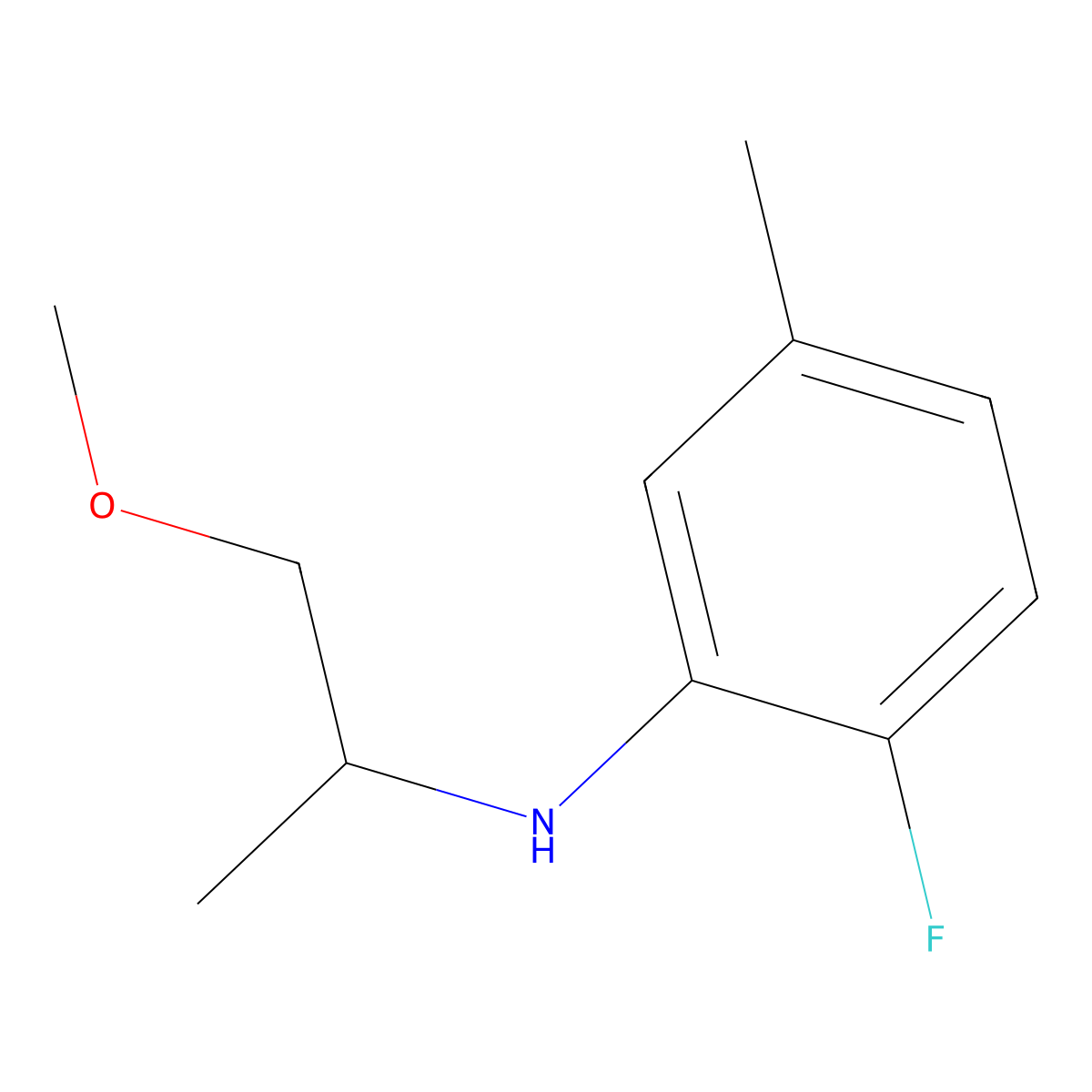 2-fluoro-N-(1-methoxypropan-2-yl)-5-methylaniline molecular structure, CAS 1247776-59-5