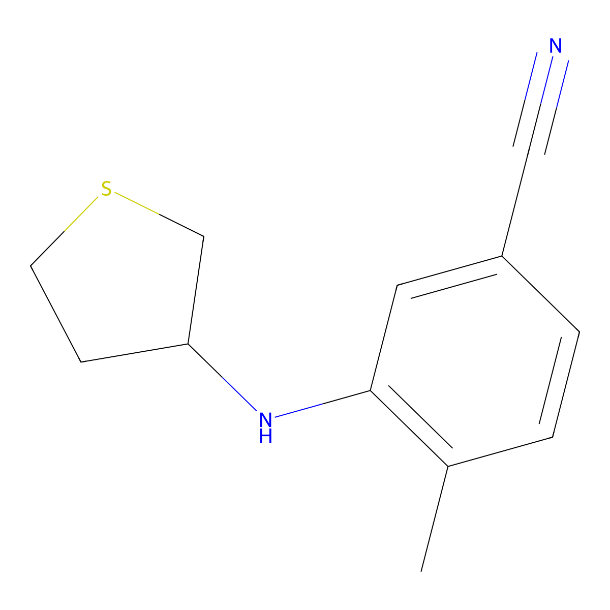 4-Methyl-3-[(thiolan-3-yl)amino]benzonitrile molecular structure, CAS 1247777-29-2