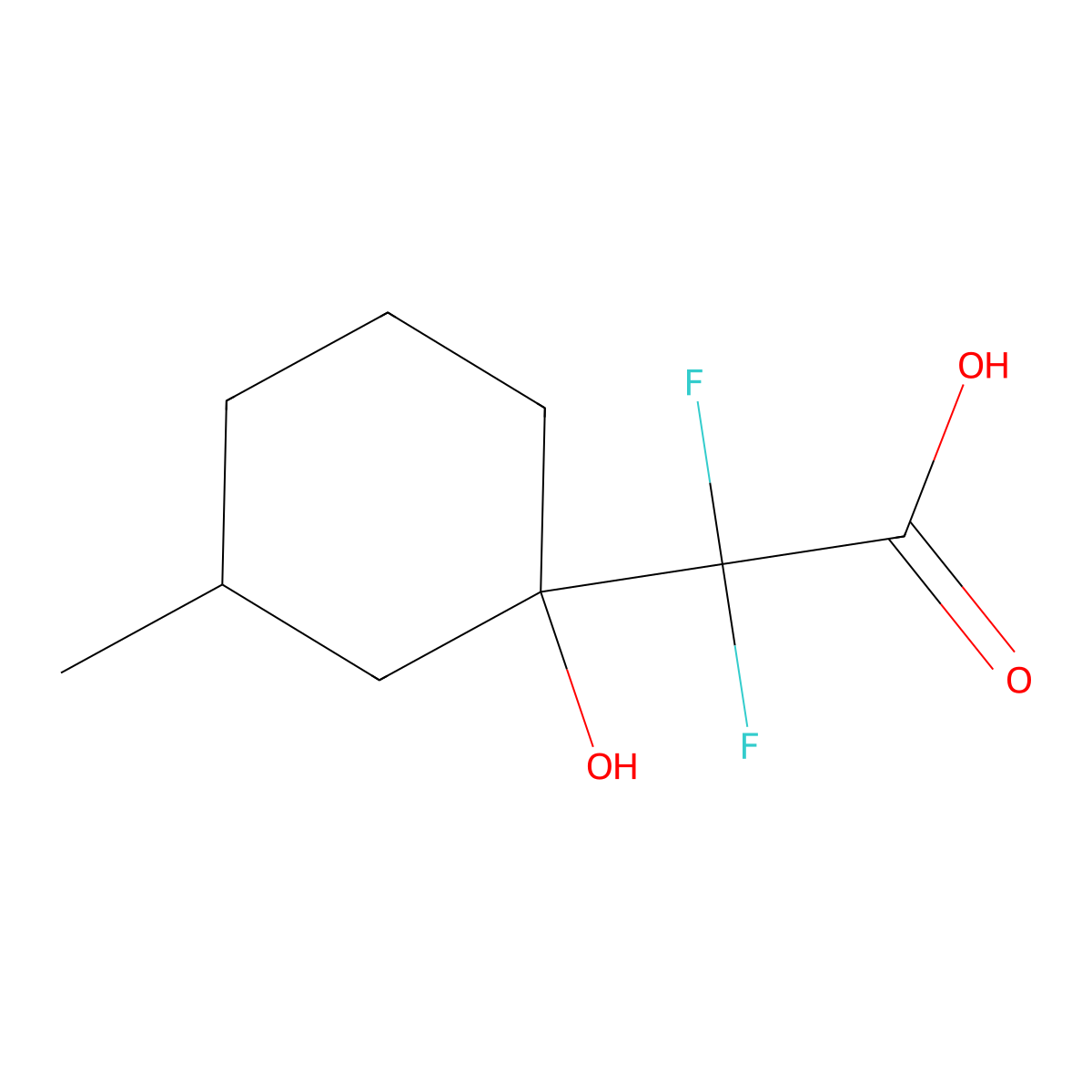 2,2-Difluoro-2-(1-hydroxy-3-methylcyclohexyl)acetic acid molecular structure, CAS 1247778-32-0
