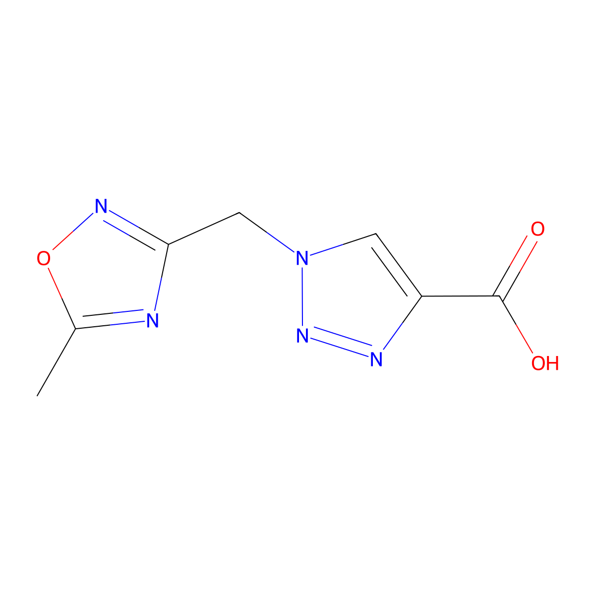 1-[(5-methyl-1,2,4-oxadiazol-3-yl)methyl]-1H-1,2,3-triazole-4-carboxylic acid molecular structure, CAS 1247778-45-5