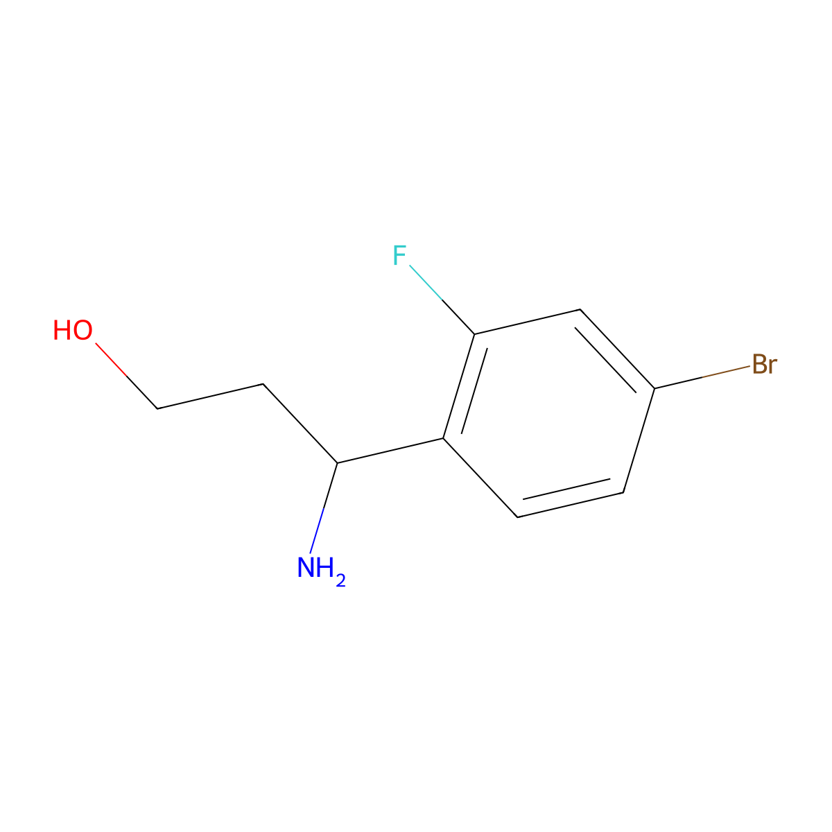 3-Amino-3-(4-bromo-2-fluorophenyl)propan-1-ol molecular structure, CAS 1247781-54-9