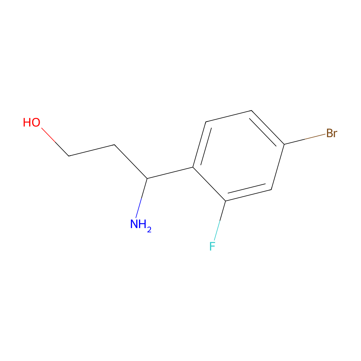3-Amino-3-(4-bromo-2-fluorophenyl)propan-1-ol molecular structure, CAS 1247781-54-9