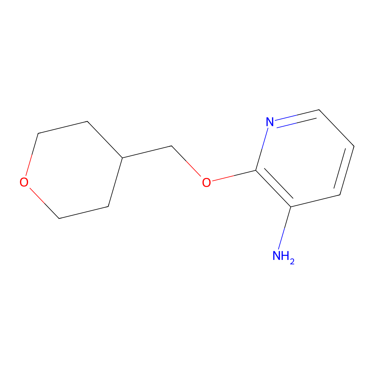 2-(Tetrahydro-2H-pyran-4-ylmethoxy)pyridin-3-amine molecular structure, CAS 1247781-62-9