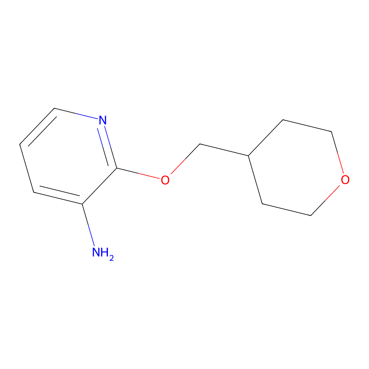 2-(Tetrahydro-2H-pyran-4-ylmethoxy)pyridin-3-amine molecular structure, CAS 1247781-62-9
