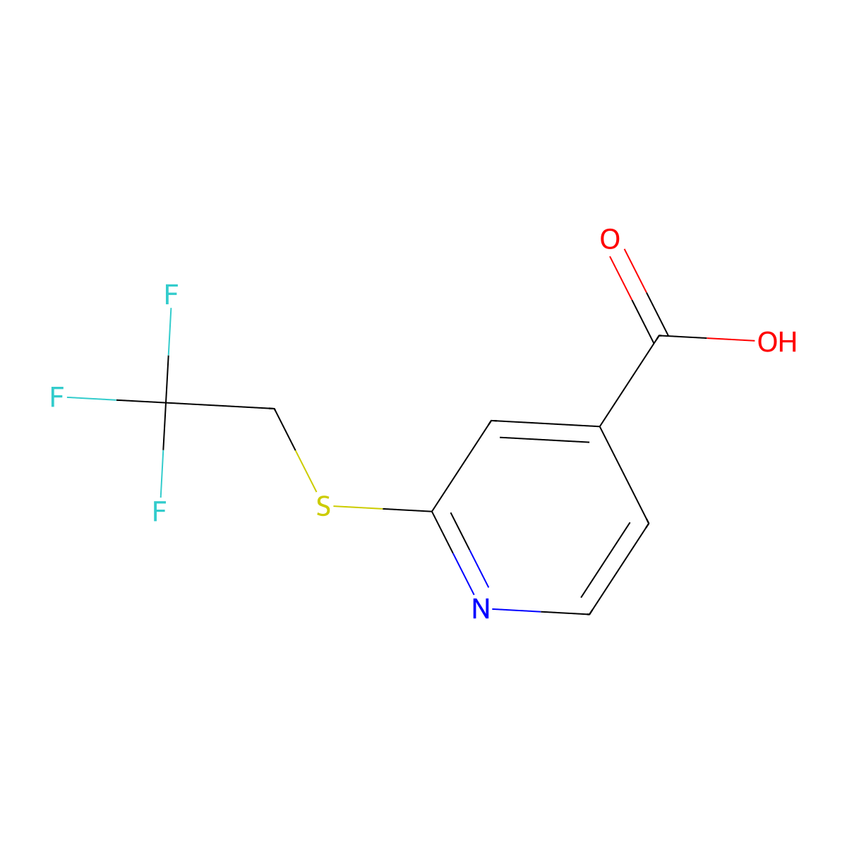 2-[(2,2,2-Trifluoroethyl)sulfanyl]pyridine-4-carboxylic acid molecular structure, CAS 1247787-20-7