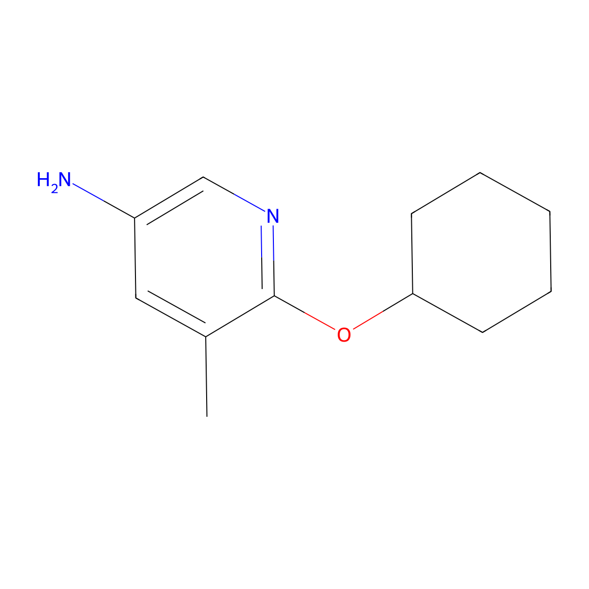 6-(Cyclohexyloxy)-5-methylpyridin-3-amine molecular structure, CAS 1247788-49-3